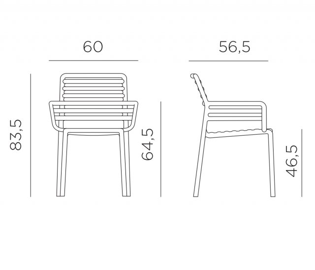 Nardi Doga dining armchair dimensions
