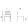 Nardi Costa outdoor dining chairs dimensions