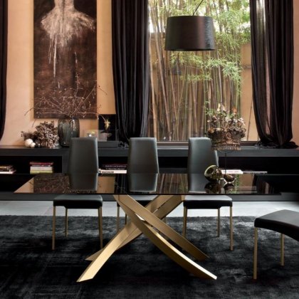 Bontempi Casa Artistico Velvet matt anti-scratch glass fixed dining table