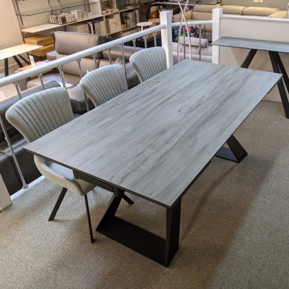 Spartan grey wood ceramic extending dining table 6-10 seater