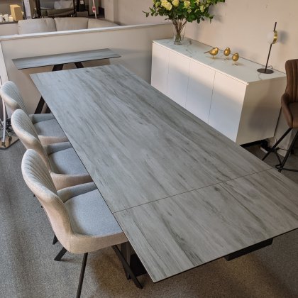 Spartan grey wood ceramic extending dining table 6-10 seater