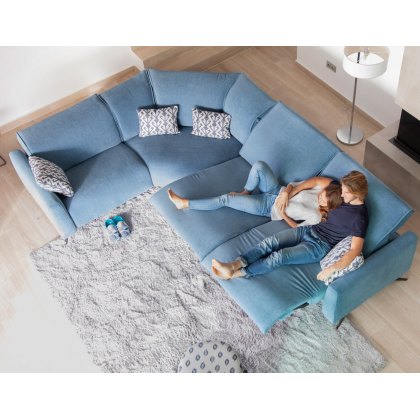 Fama Baltia 3 seater wide large corner with 2 power recliners & sunset arms