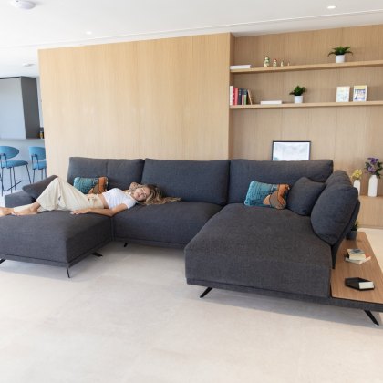 Fama Oasis chaise sofa with footstool