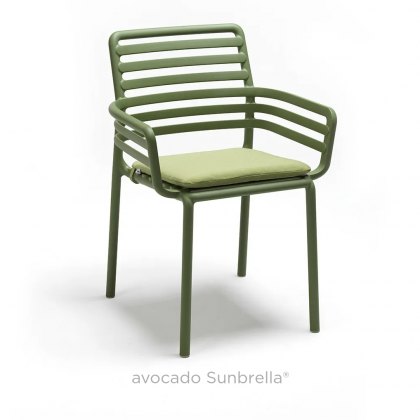 Nardi Doga dining chair seat pad in Avocado Sunbrella Set of 2