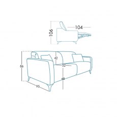 Fama Baltia 3 seater wide with 1 power recliner & dune arms