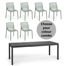 Nardi Rio 140 extending dining set with 6 x Doga bistrot chairs