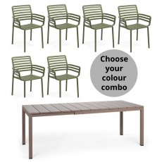 Nardi Rio 140 extending dining set with 6 x Doga dining armchairs Nardi Rio 140 extending dining set with 6 x Doga dining armchairs