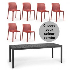 Nardi Rio 140 extending dining set with 6 x Bit dining chairs