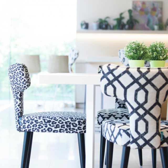 Patterned upholstered cheap dining chairs