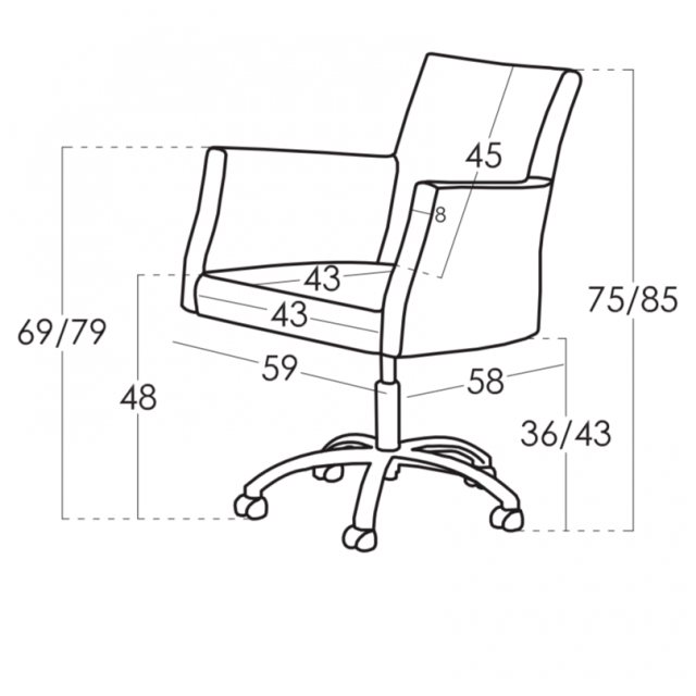 Fama Elvis office chair measurements