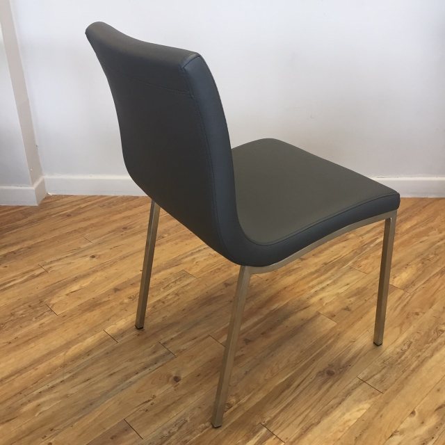 Contemporary grey faux leather dining chair