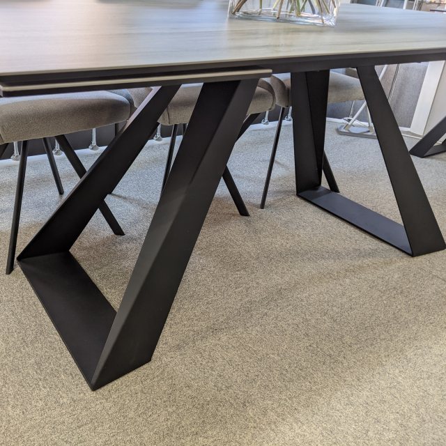 Spartan grey wood ceramic extending dining table 6-10 seater