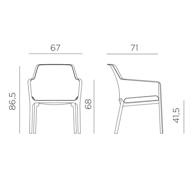 Nardi Net outdoor chairs dimensions