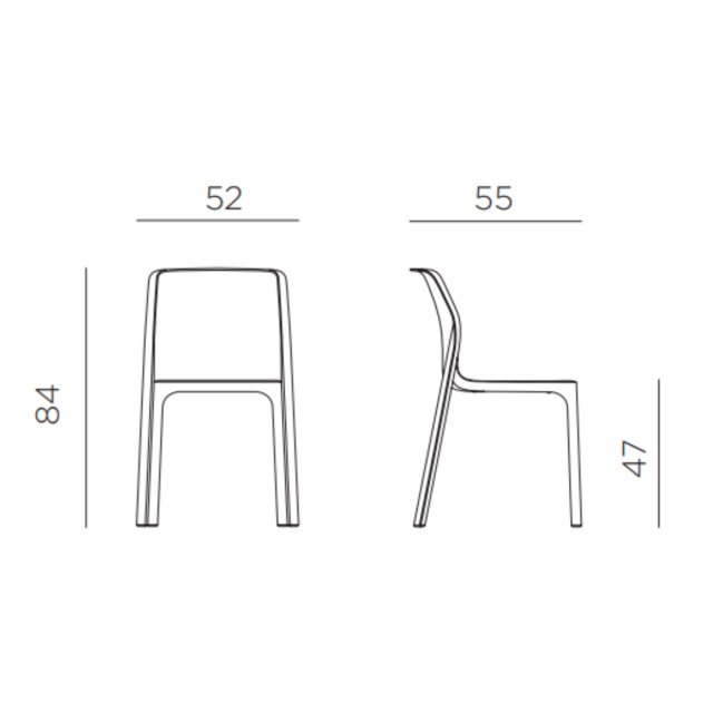 Nardi Bit outdoor dining chair dimension