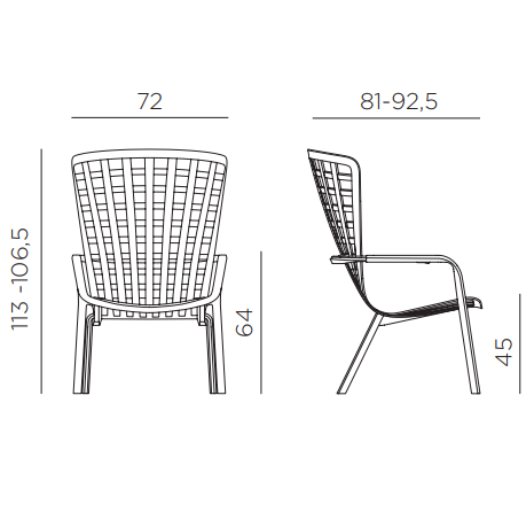Nardi Folio rocking outdoor chair dimensions
