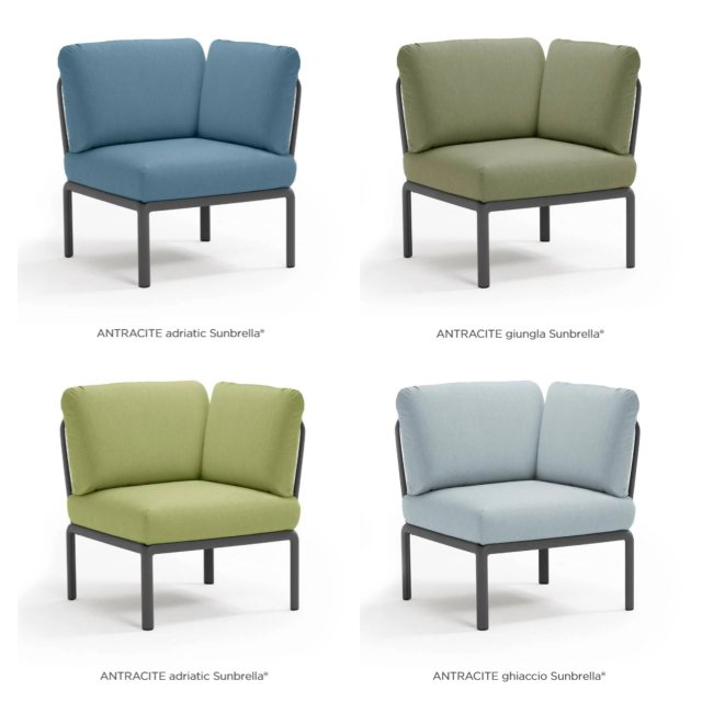 Nardi Komodo corner outdoor seat module Antracite Sunbrella