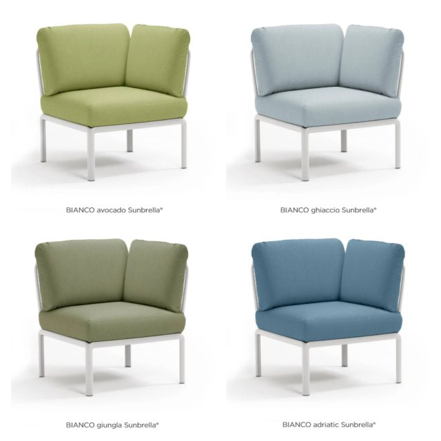 Nardi Komodo corner outdoor seat module Bianco Sunbrella