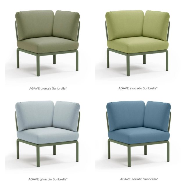 Nardi Komodo corner outdoor seat module Agave Sunbrella