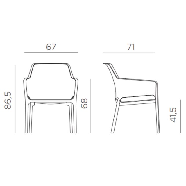 Nardi Net outdoor armchair dimensions