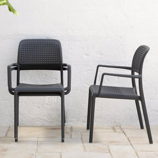 Nardi Bora outdoor dining chairs with arms stacking