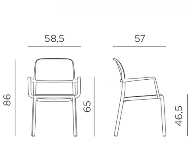 Nardi Riva outdoor dining chairs with arms dimensions