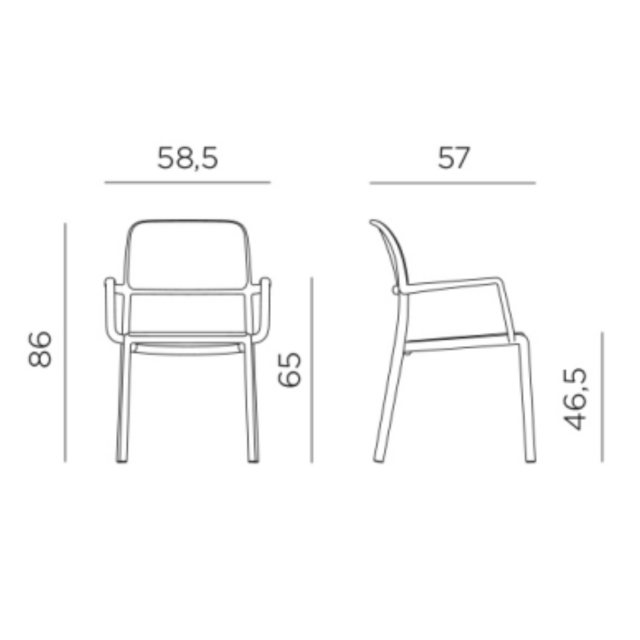 Nardi Riva outdoor dining chairs with arms dimensions
