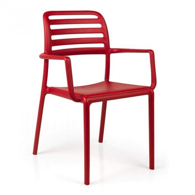 Nardi Costa outdoor dining chairs with arms red