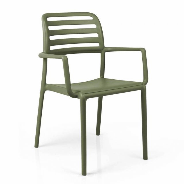 Nardi Costa outdoor dining chairs with arms green