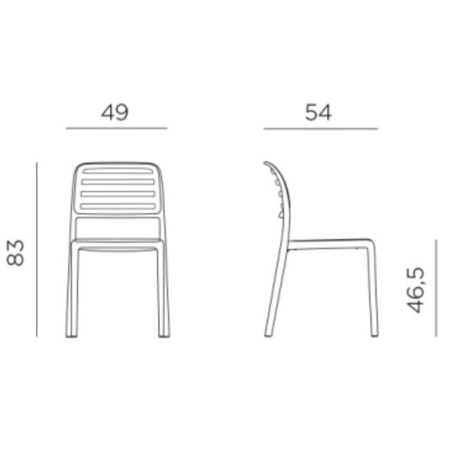 Nardi Doga outdoor dining armchair dimensions