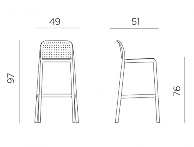 Nardi Lido outdoor high barstool dimensions