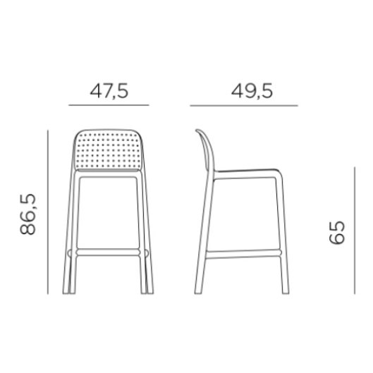Nardi Lido outdoor low barstool dimension