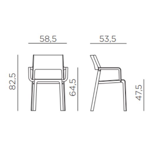 Nardi Trill outdoor dining armchair dimensions