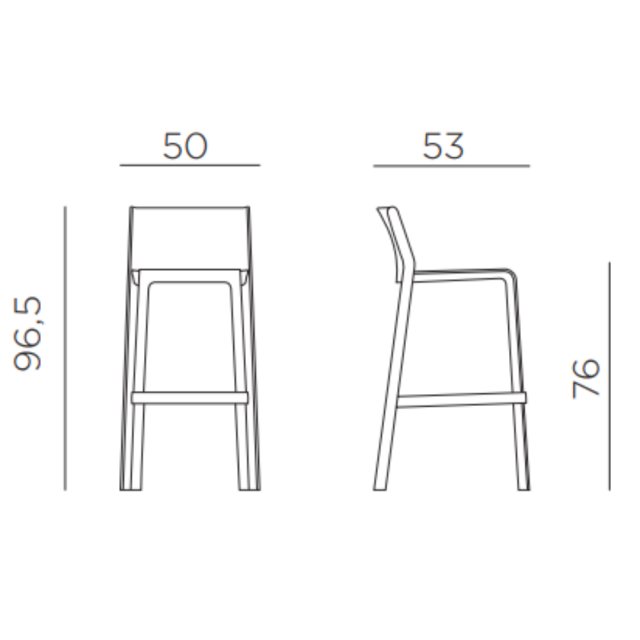 Nardi Trill outdoor high barstool dimensions
