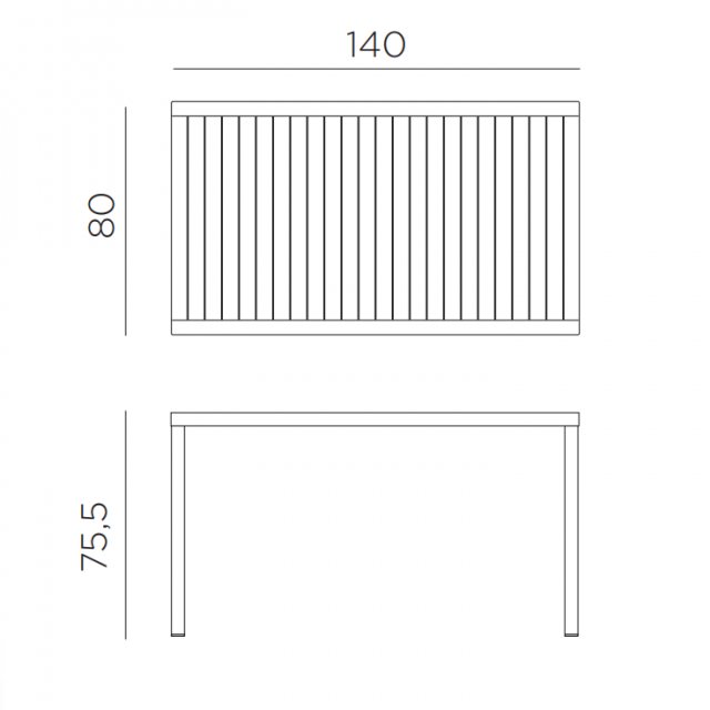 Nardi Cube 140 outdoor dining table dimensions