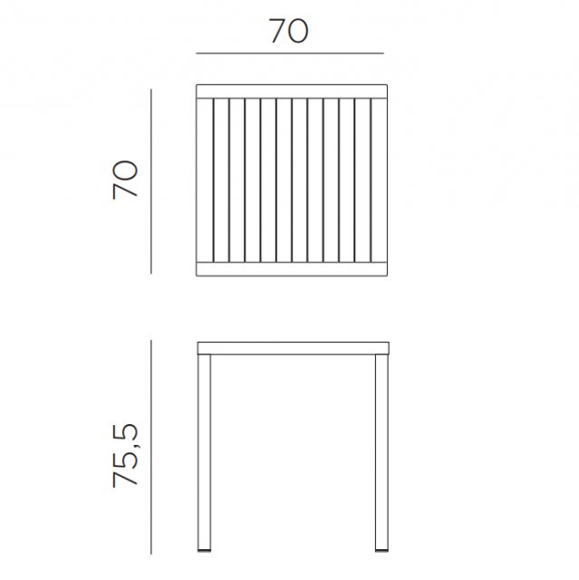Nardi Cube 70 outdoor dining table dimensions