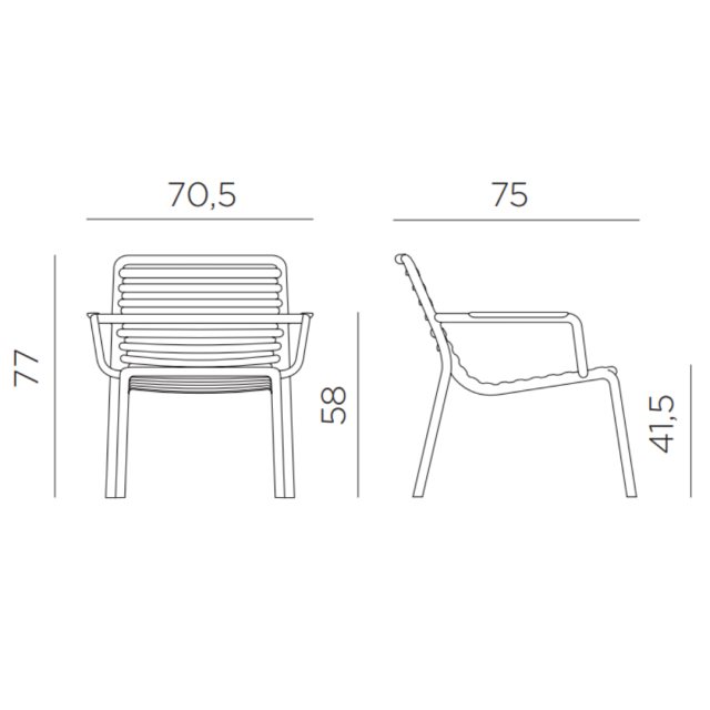 Nardi Doga Relax outdoor armchair dimension