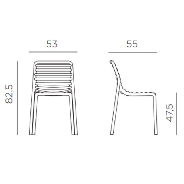 Nardi Doga dining chair dimensions