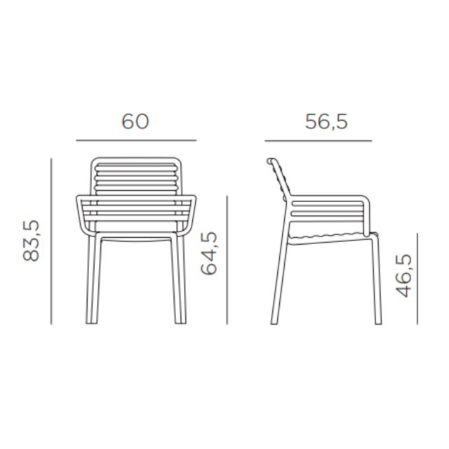 Nardi Doga outdoor dining armchair dimension