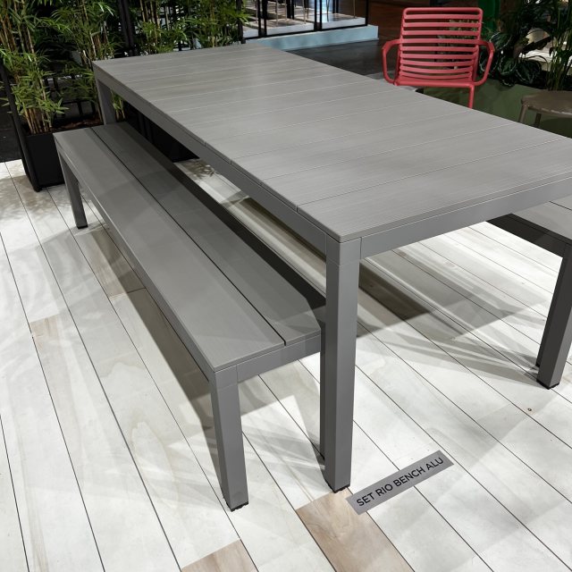 Rio alu 210 table with alu outdoor bench