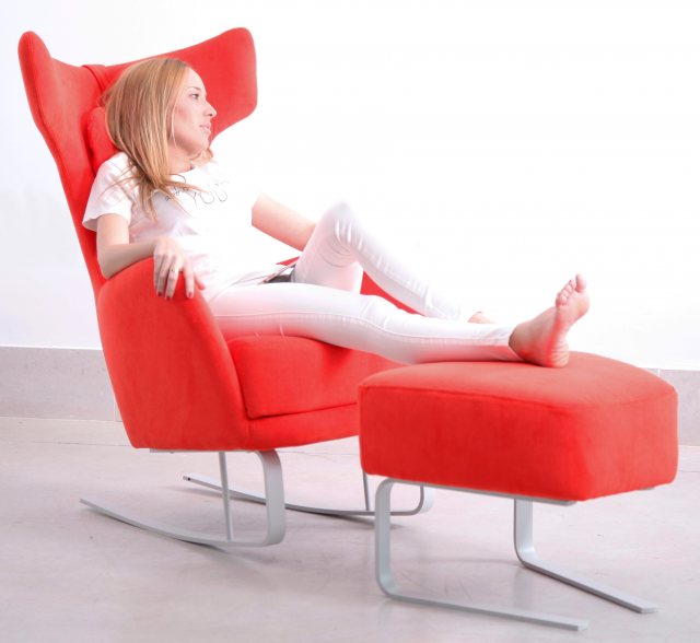 Fama Kangou rocking armchair with footstool