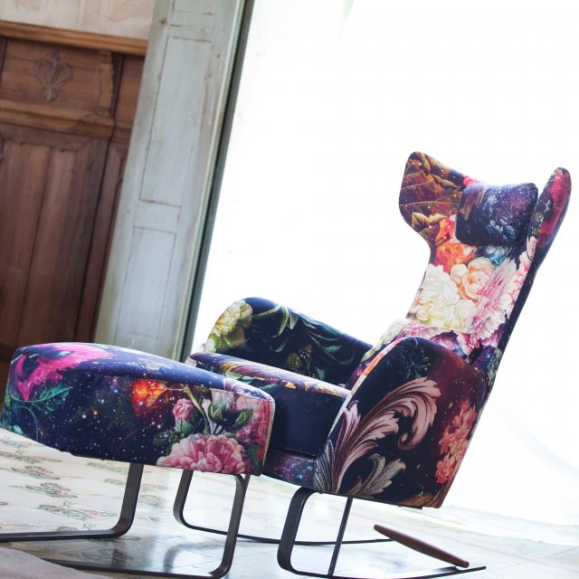 Fama Kangou rocking armchair with footstool