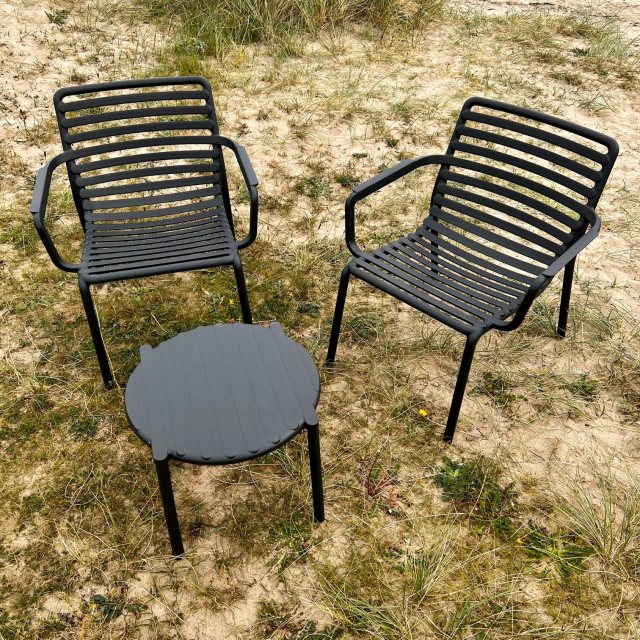 Anthracite outdoor armchairs