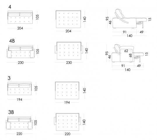 Fama Indy sofabed dimensions