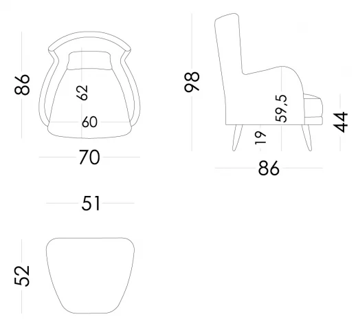 Fama Fama Kylian Chair with wooden legs