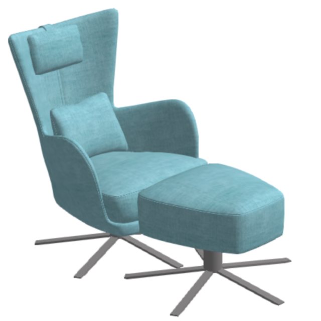 Fama Kylian swivel chair with footstool