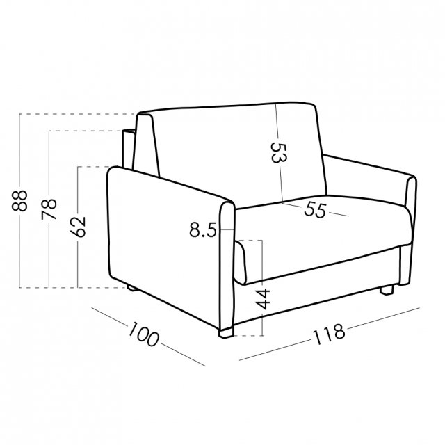 Fama Mario armchair bed dimensions