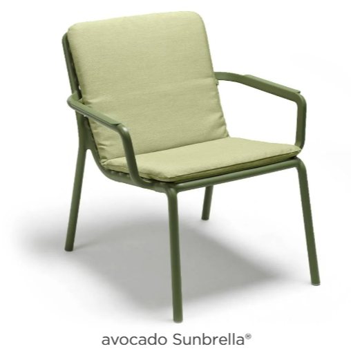 Nardi Doga relax armchair seat pad in avocado sunbrella