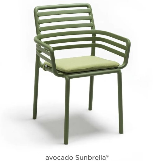 Nardi Doga dining armchair seat pad in avocado sunbrella
