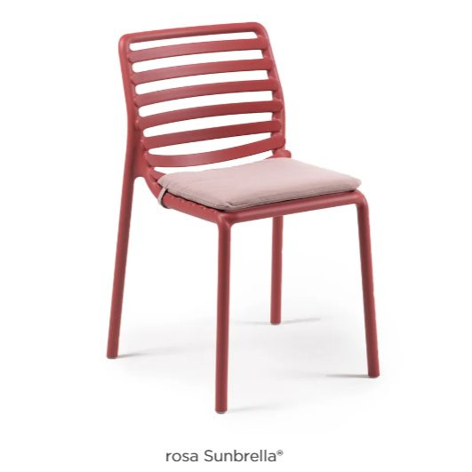 Nardi Doga bistrot dining chair seat pad in rosa sunbrella