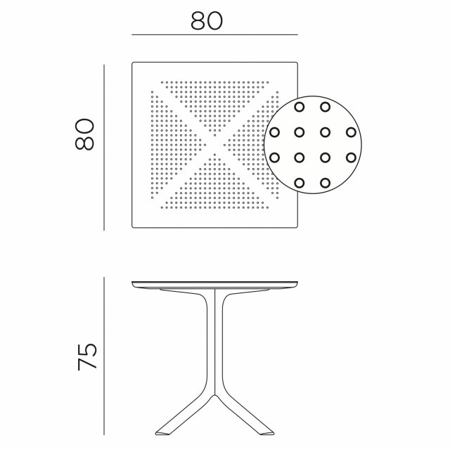 Nardi Clip 80 dining table dimensions